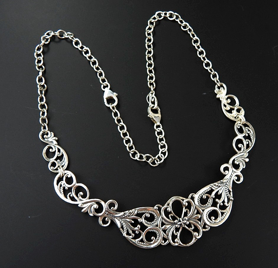Vintage Carolyn Pollack Relios Victorian 925 Sterling Silver Chain Necklace