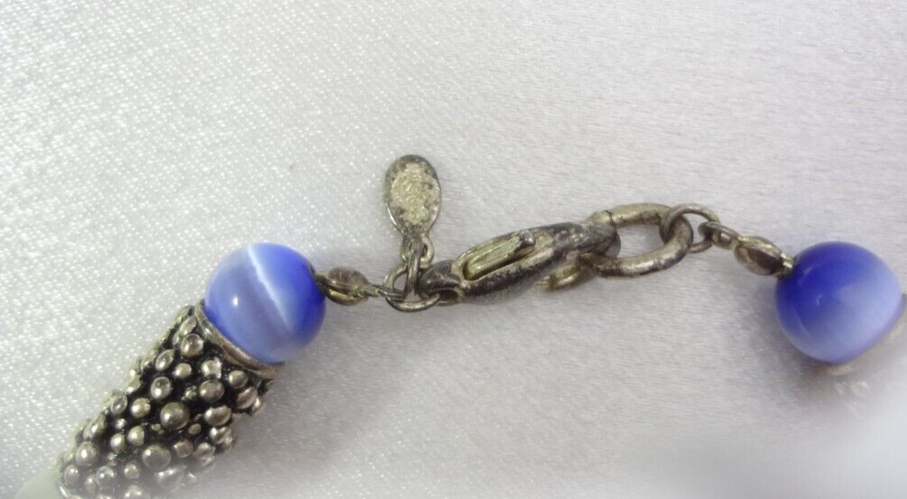 Premier Designs “MOROCCO” Bracelet With White & Blue Cat’s Eye Glass Beads!