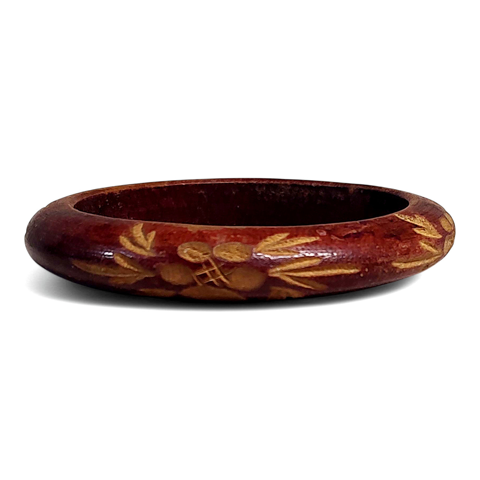 VTG Boho Natural Wooden Earthy Festival Floral Bohemian Cuff Statement Bracelet