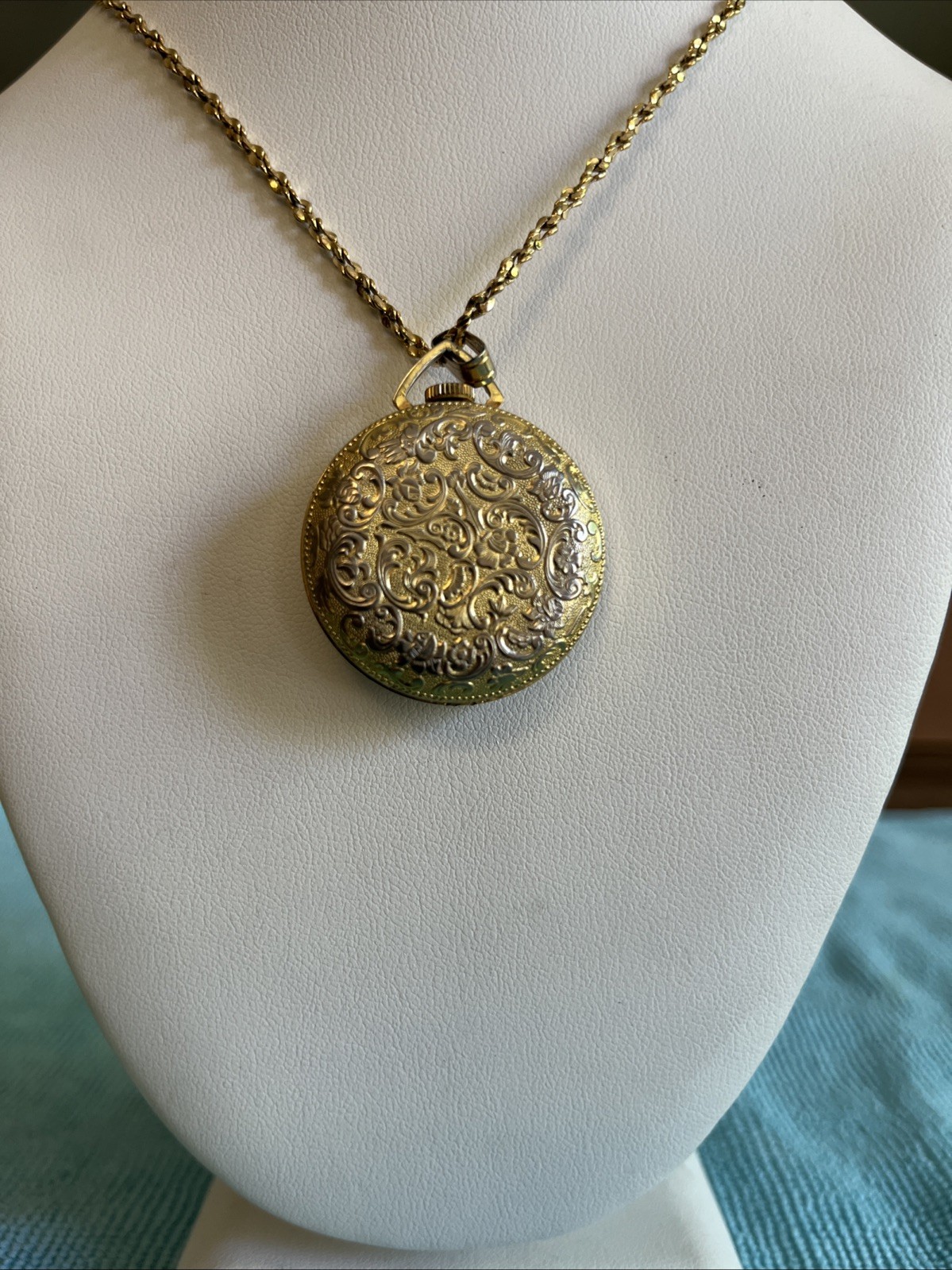 Vintage Lucerne Swiss Made Gold-Tone Pendant Watch 1 Jewel Manual Winding Works