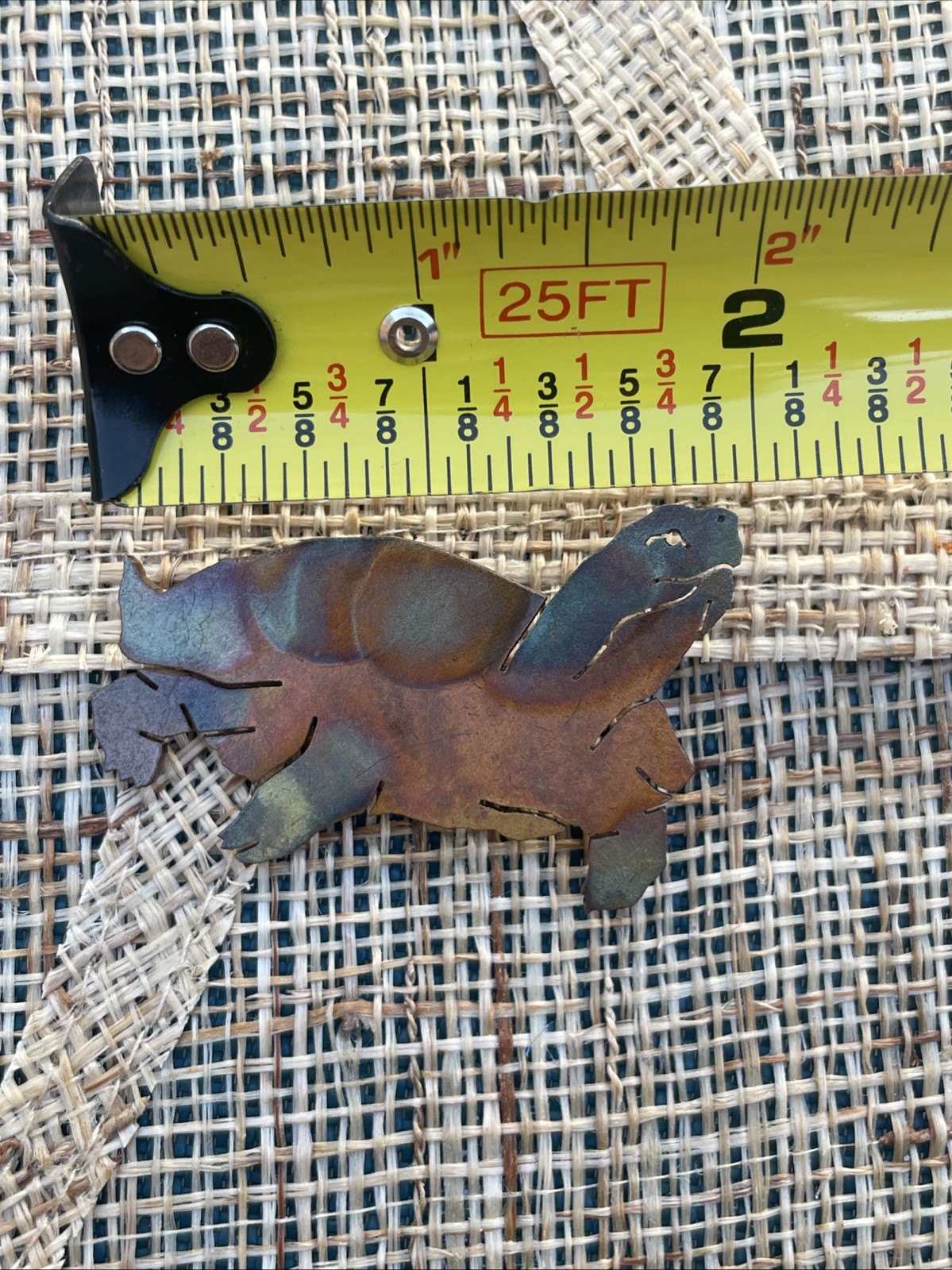 Vintage Copper Turtle Jewelry Brooch 2” 3/8 Long With Patina