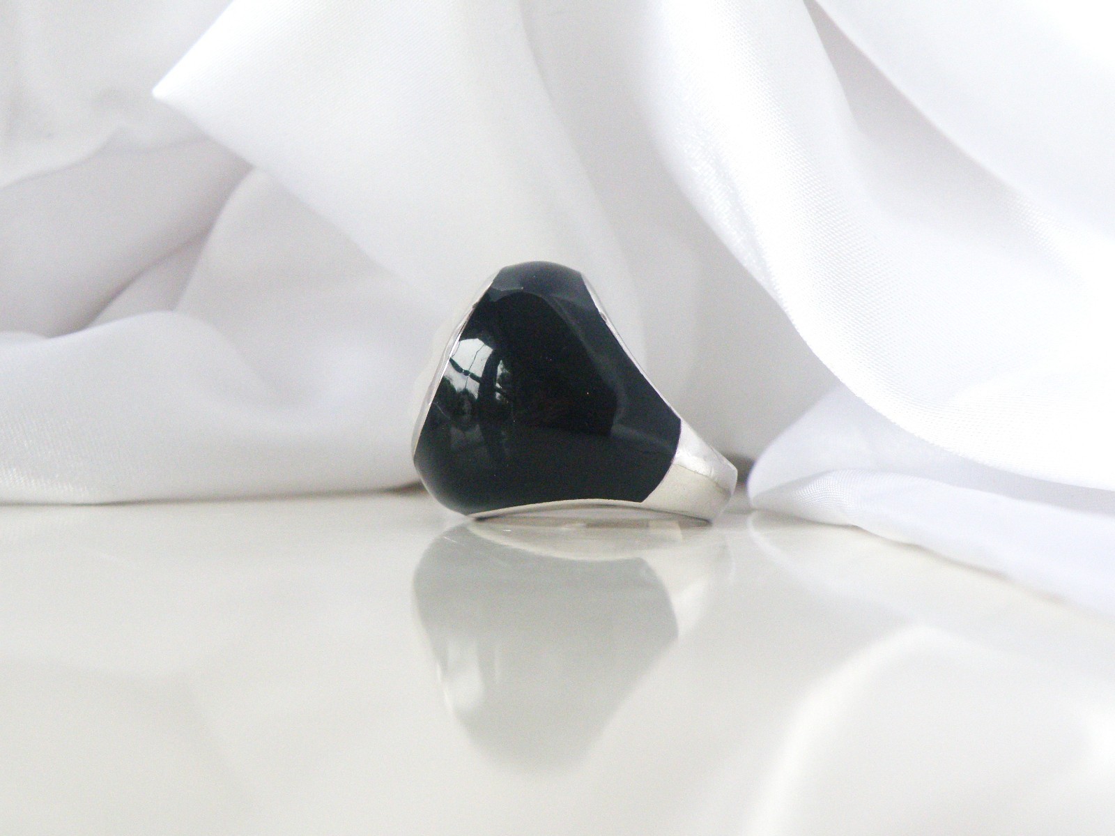 Vintage Sterling Silver 925 Quartz Black Enamel Bubble Statement Ring Size 8