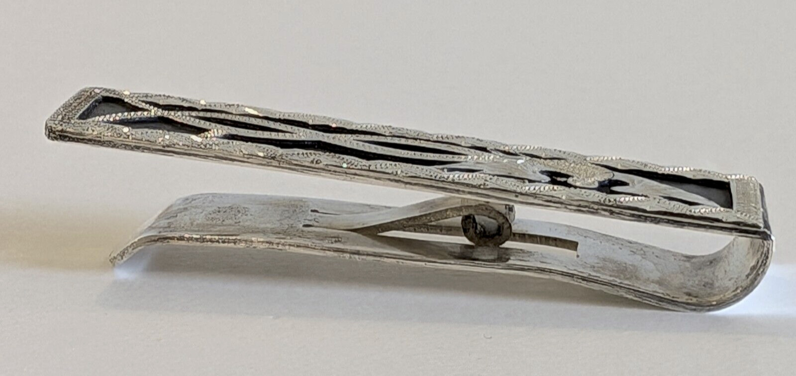Vintage 900 Silver Etched Bird Tie Clip / Money Clip Guatemala