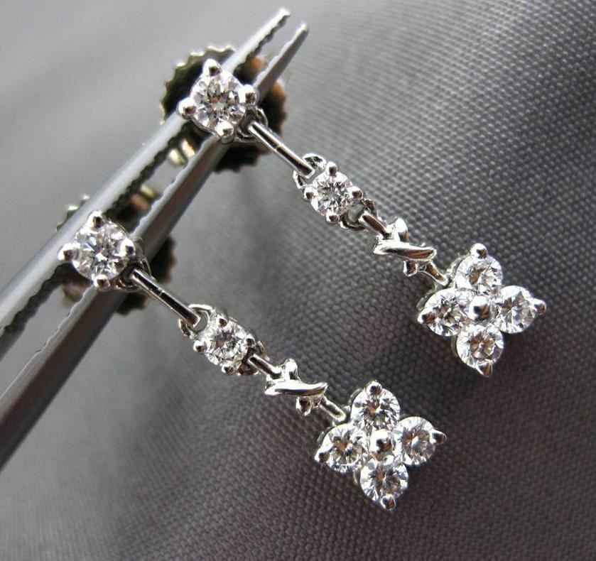 ESTATE .42CT DIAMOND 18KT WHITE GOLD SQUARE FLOWER HANGING EARRINGS F/G VVS VS