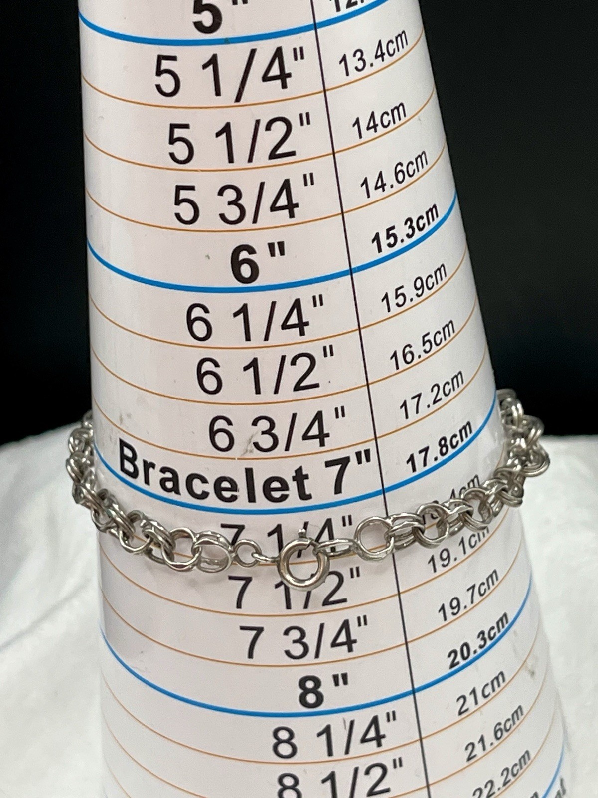 Vintage Sterling Silver Starter Charm Bracelet 6mm Double Link Chain 7.25”