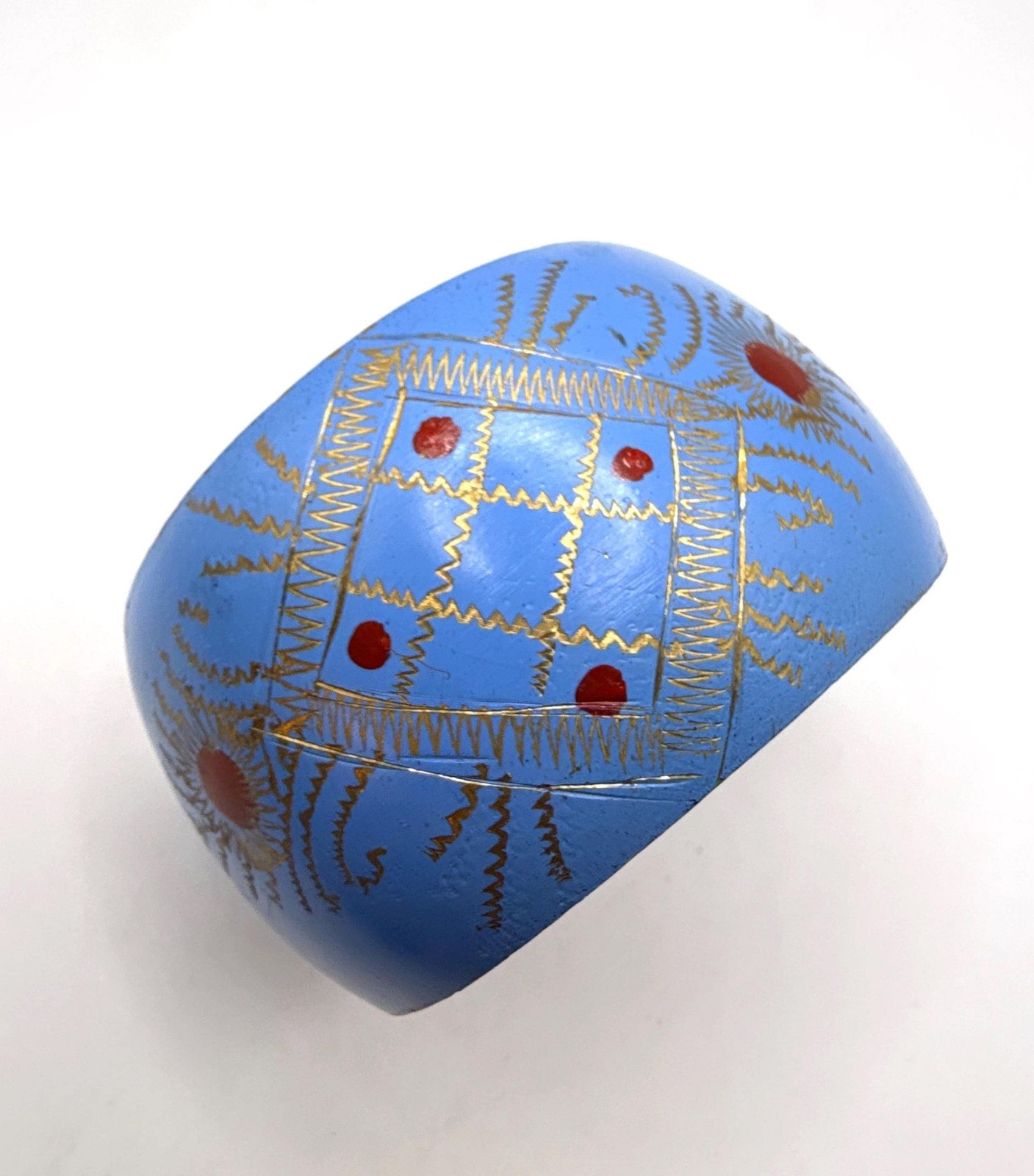 Vintage blue gold red enamel wide cuff bracelet