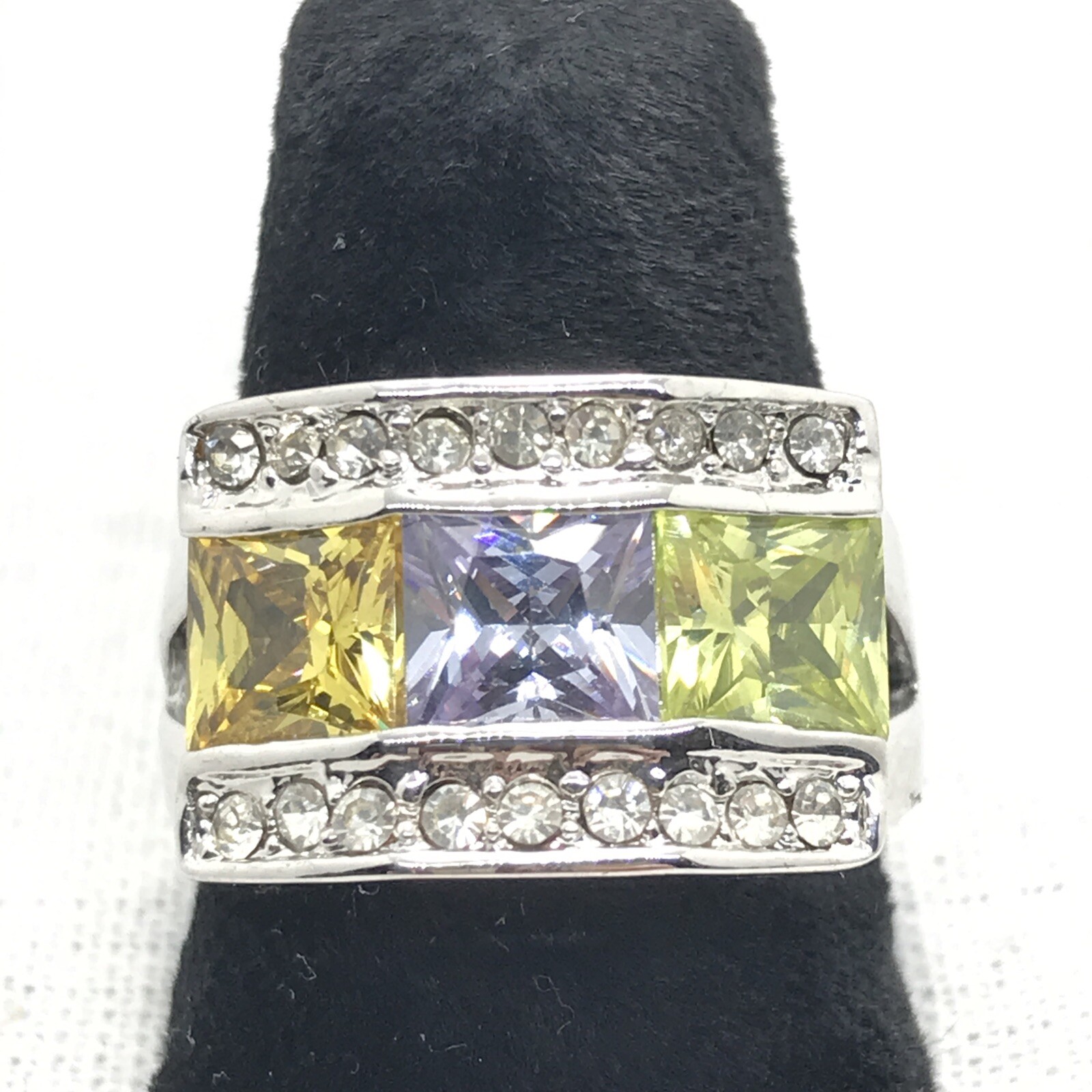 Vintage 18KGE Citrine, Amethyst, Perido & Clear Cubic Zirconia’s Ring sz 7