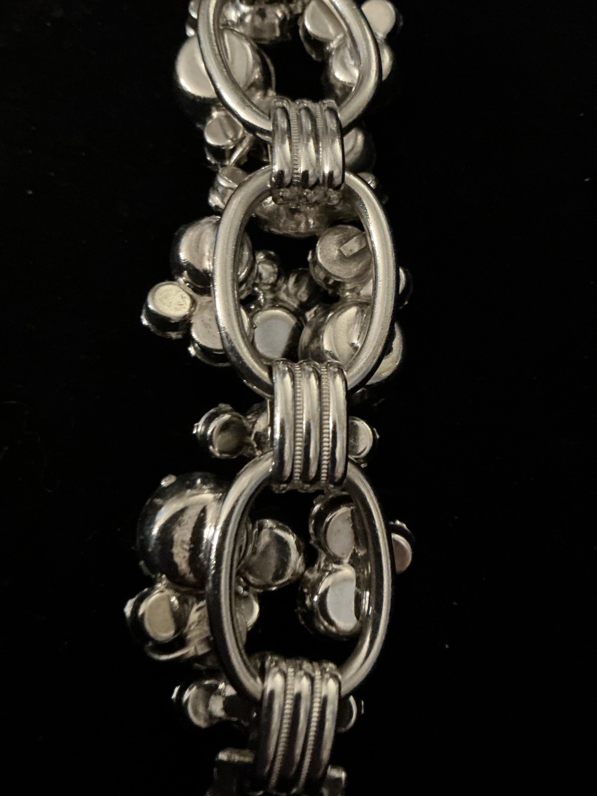 Vintage D&E Juliana Smokey Gray And Clear Chunky Rhinestone 5-link Bracelet