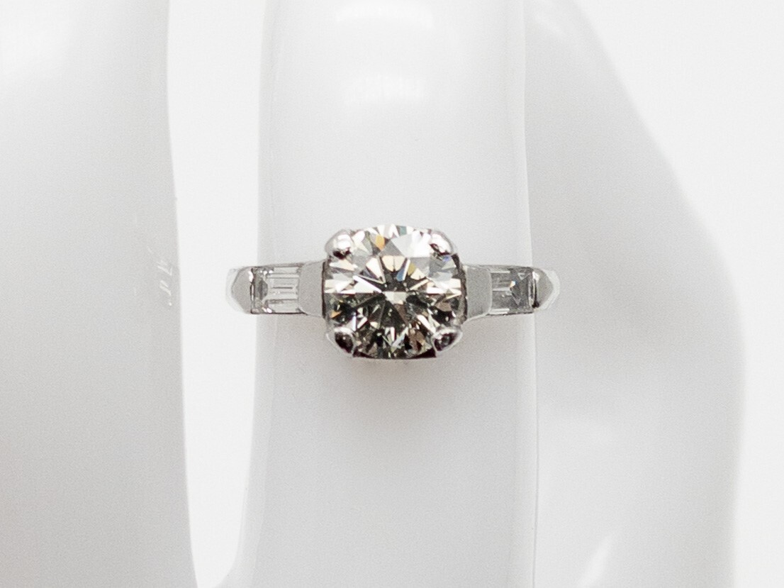 Vintage $12,000 1.53ct GIA Fancy Green Yellow VS2 Diamond Platinum Wedding Ring