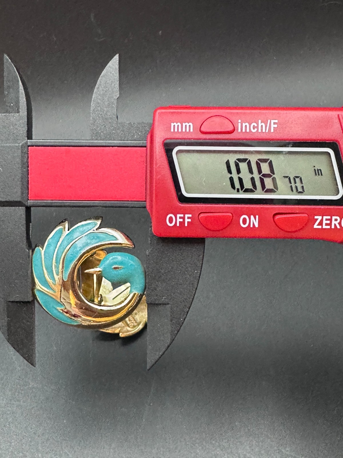 Vintage Orene Paris Gold‑Tone Enamel Bird Clip‑On Earrings • Turquoise Blue