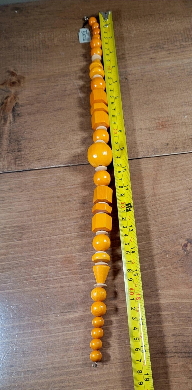 Vintage NWT Tacoa Big Orange Beaded Necklace Multi Shape Wooden Bold Chunky NOS