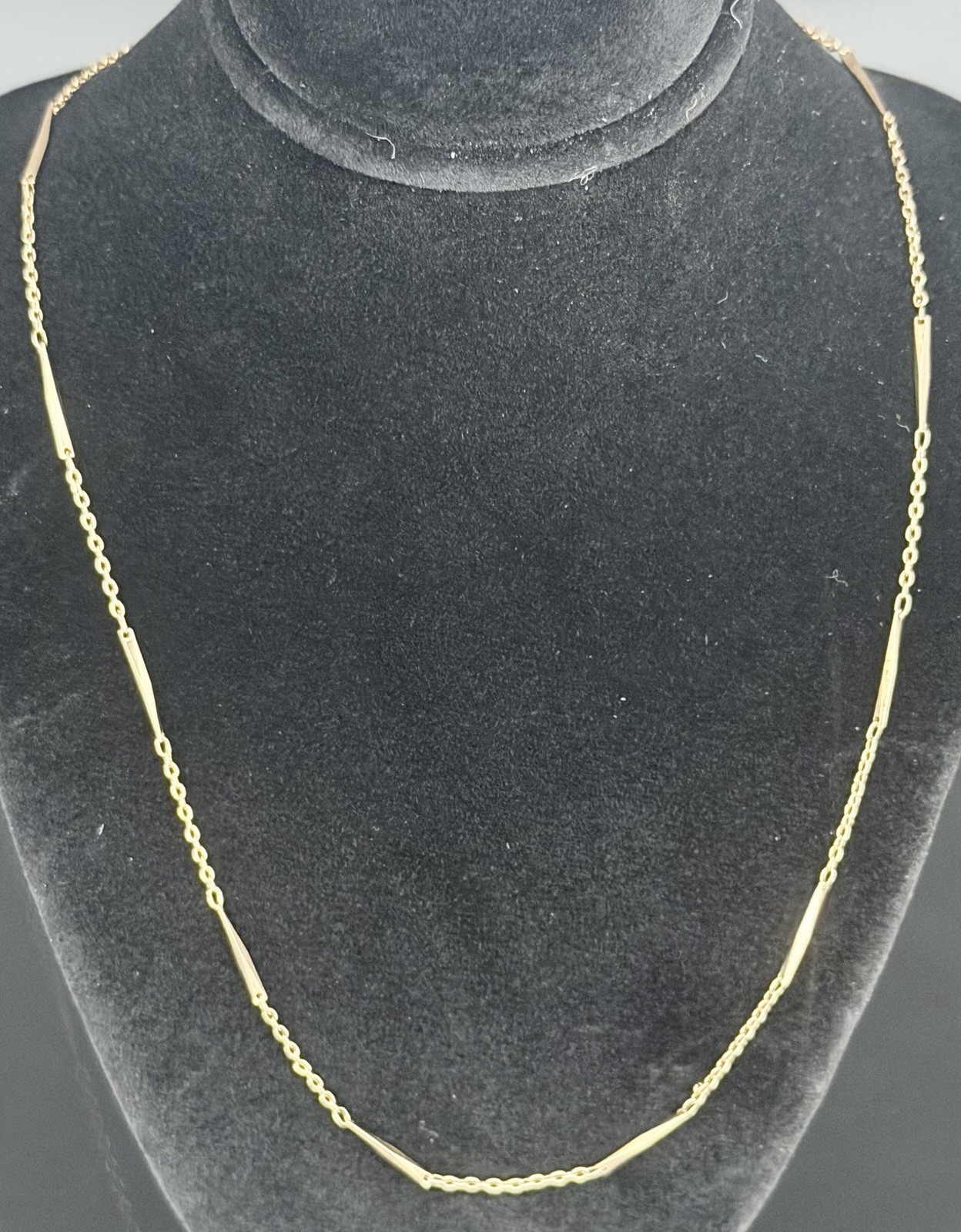 Vintage 16KRGF Gold Filled 18” Bar Station Link Necklace Delicate Chain