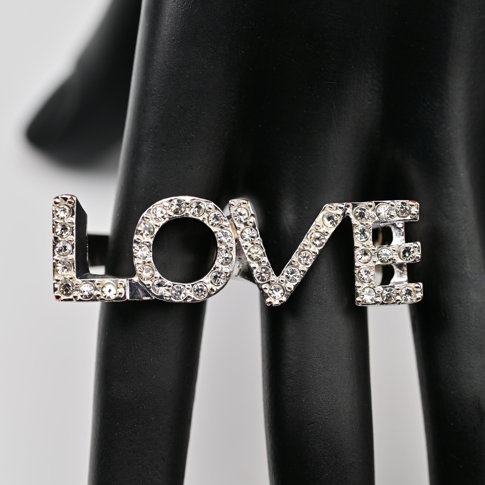 LOVE Letter Original Vintage Rhinestone Designer Cubic Zirconia Dual Estate Ring