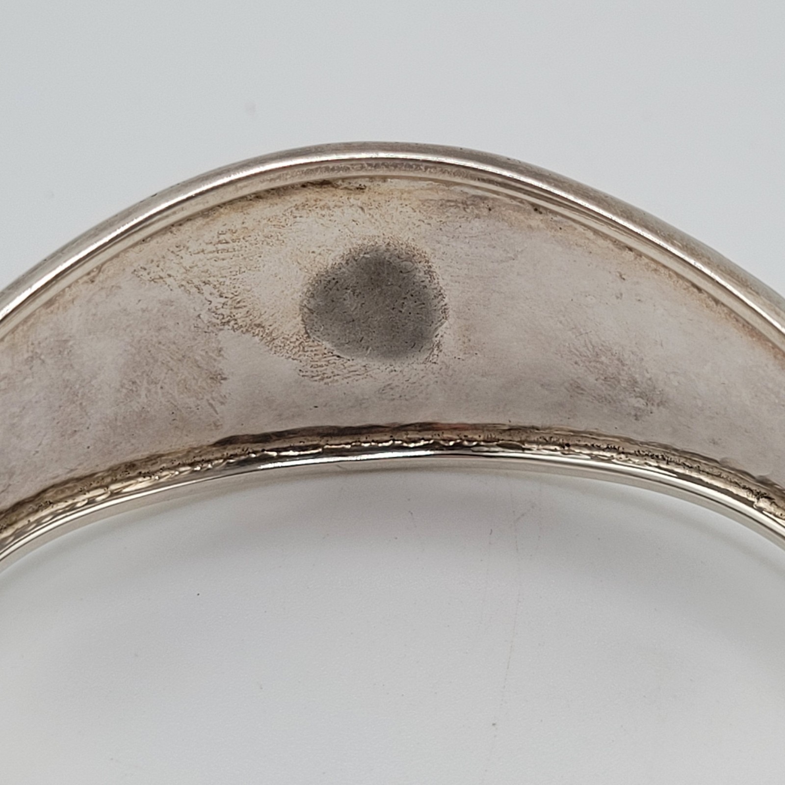 ATI Mexico 925 Sterling Silver Hammered Recessed Wave Cuff Vtg Bracelet 19 Grams