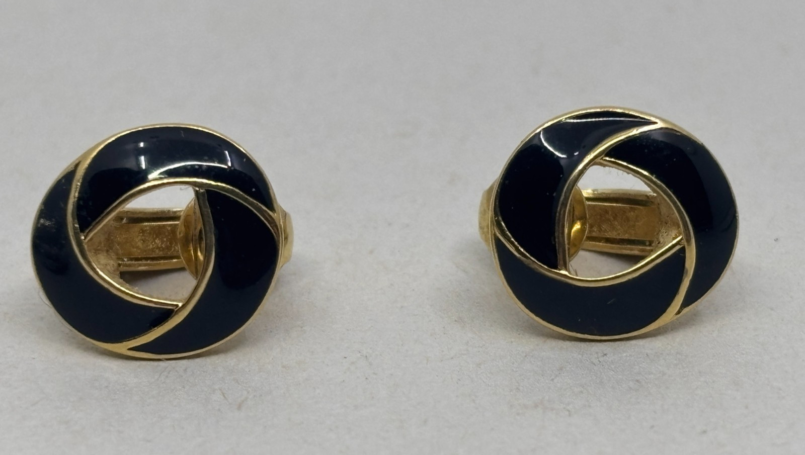 2 Pairs Vintage 1955-1980s TRIFARI Clip On Earrings Gold Tone