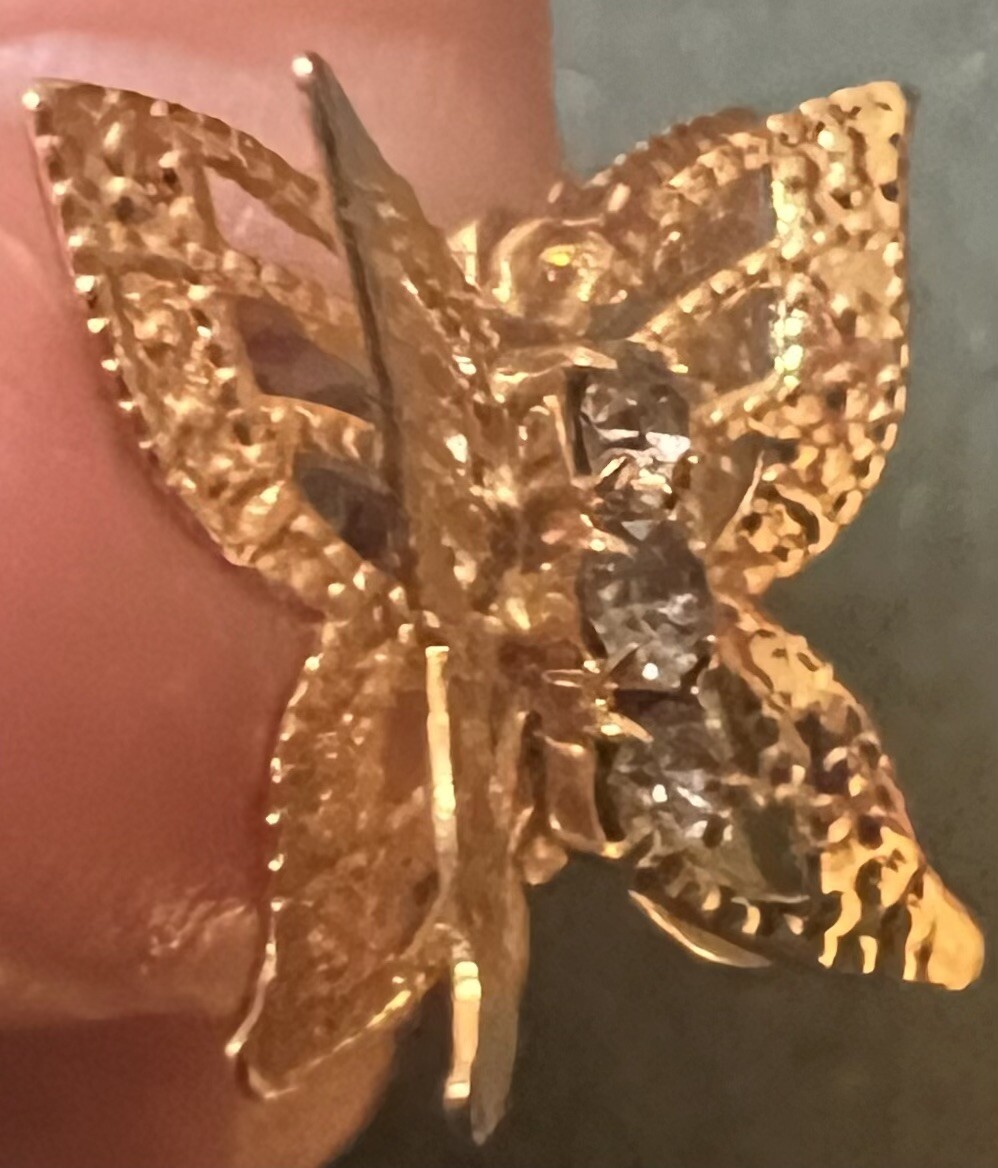 Vintage Avon Gold Tone Rhinestone Butterfly Post Earrings Holidays Every Day
