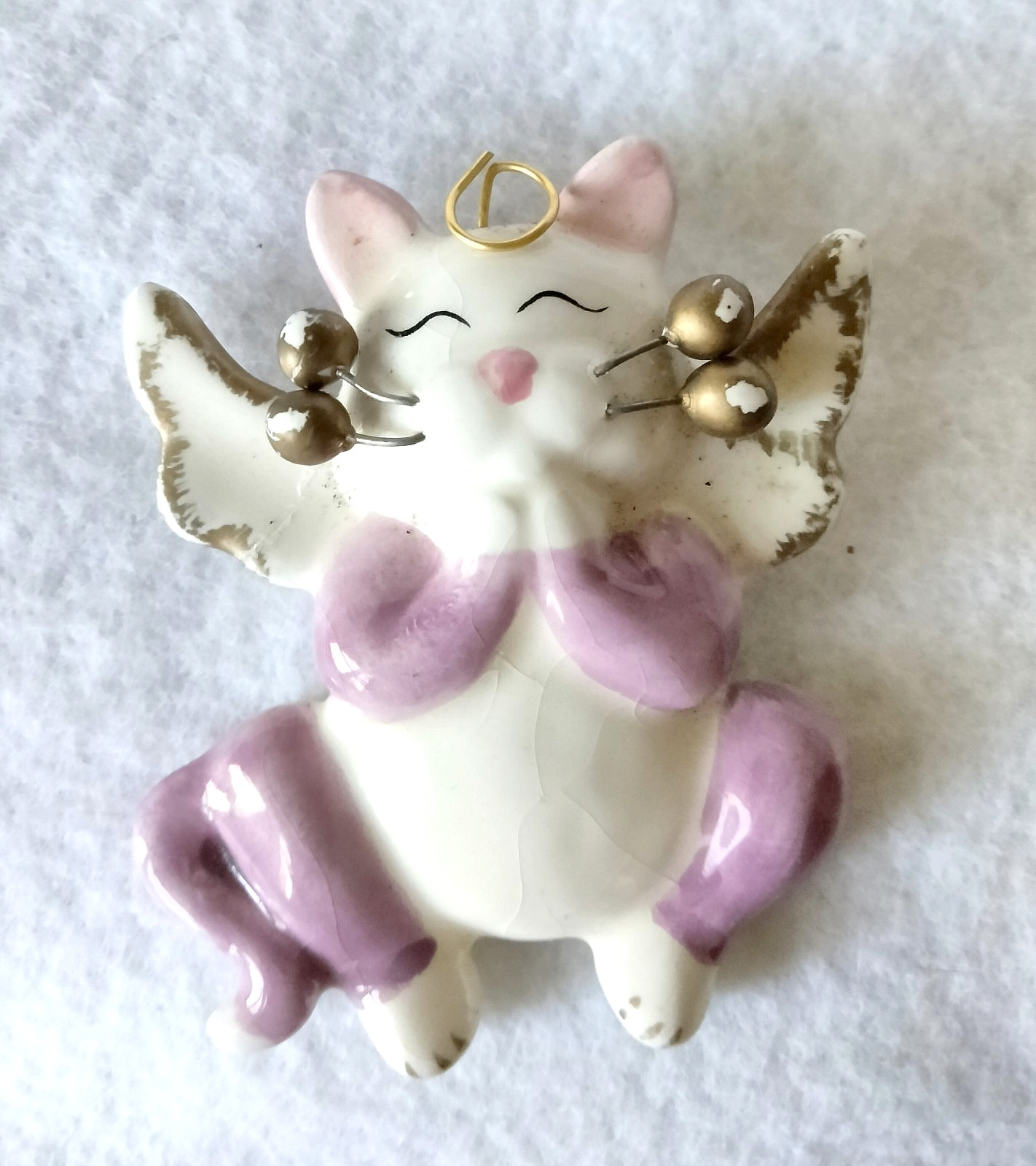 Vintage Amy Lacombe Ceramic Cat Angel Brooch “Angel Face” (173 – 2588)