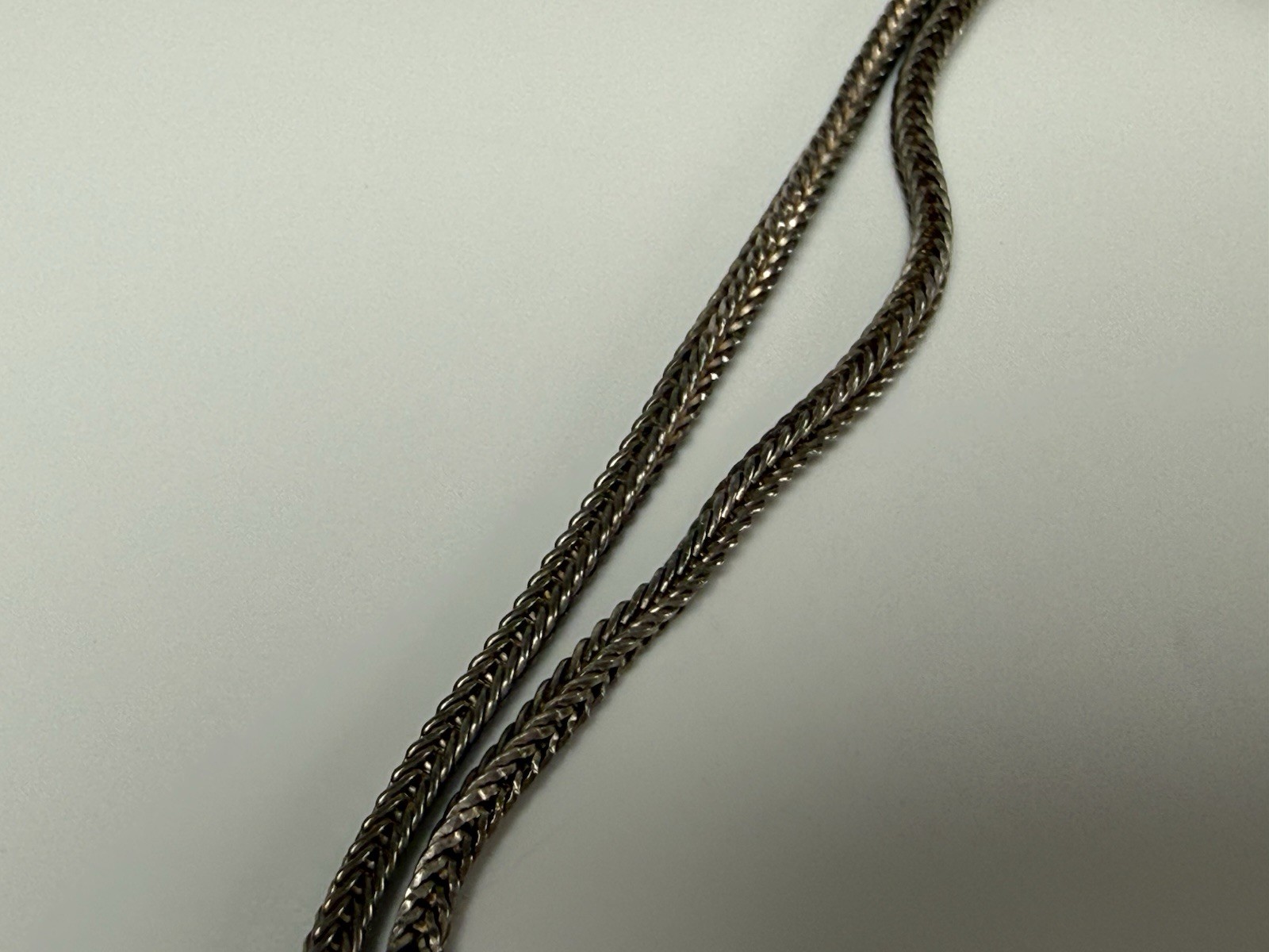 900 Silver Niello Heart Collar 18” Necklace Ornate Inlay Double Strand