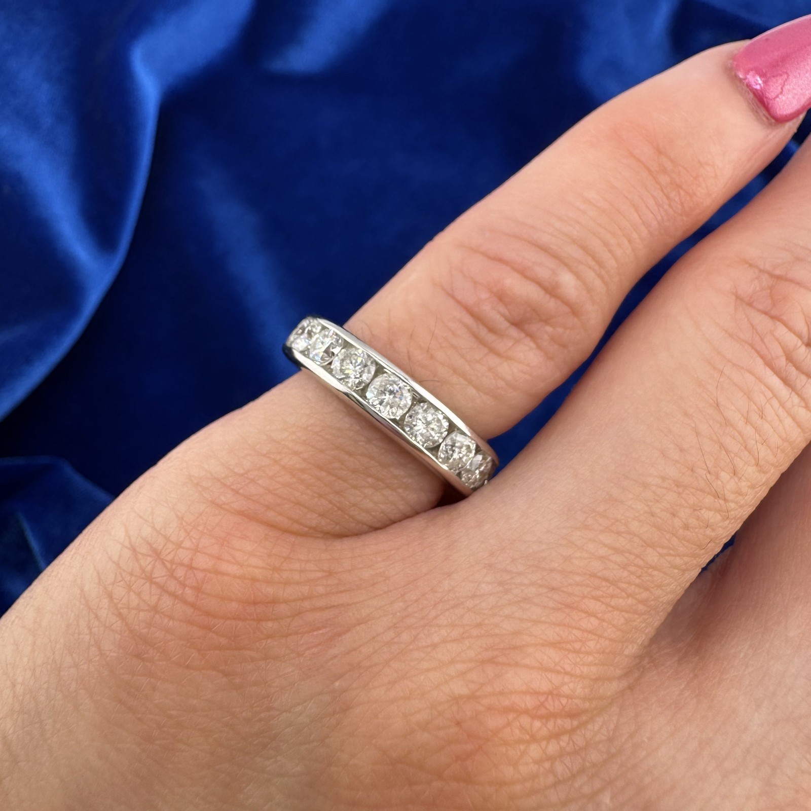 Vintage 14K White Gold Diamond Channel Eternity Band 2.70ctw Size 3.75 5.29g