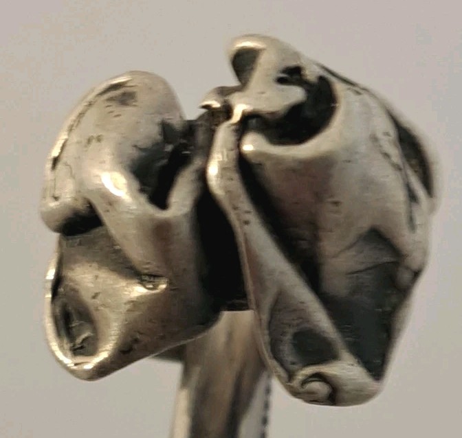 MODERNIST BRUTALIST Sterling Silver DOMED Sculptural Wide Tapered Band Ring 4.25