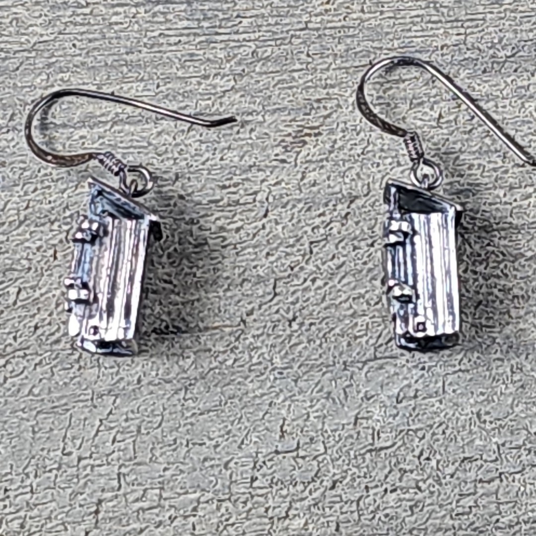 Vintage 1980’s 3D Sterling Silver .925 “Outhouse” Dangle Earrings Novelty