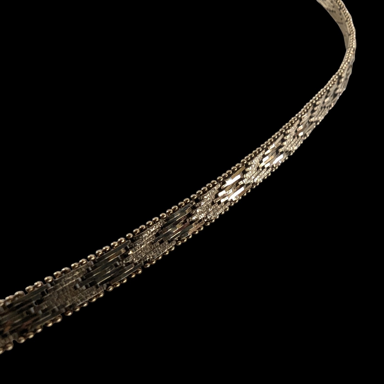 IBB Italian Vermeil Sterling Chevron Mesh Necklace 925 Italy 16″ Vintage Elegant