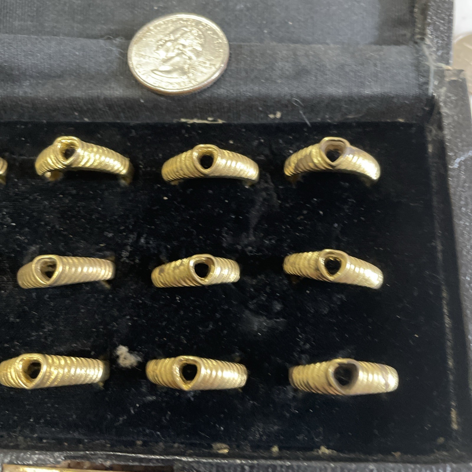12 Vintage Solid Brass Ring Setting For Heart Shaped Center Stone Assorted Sizes