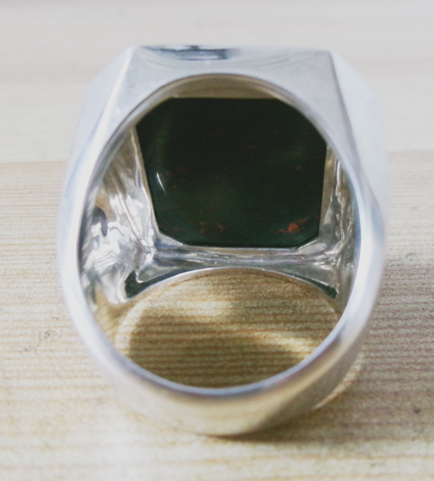 HUGE Antique Sterling Silver Bloodstone Buddhist Manji Ring 25gr 15ct Size 11 US