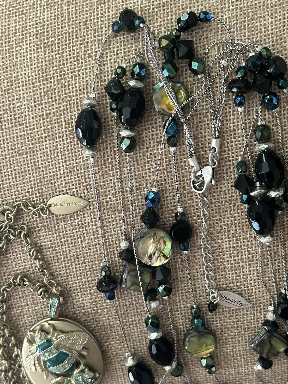 Vintage Signed Lot Coldwater Creek Necklaces Pendant Locket MOP Silver Gold Tone