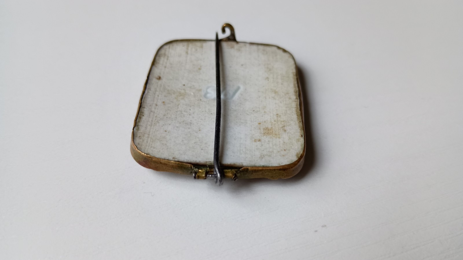 Vintage Portrait Rectangle Gold Tone Brooch, Art Theme