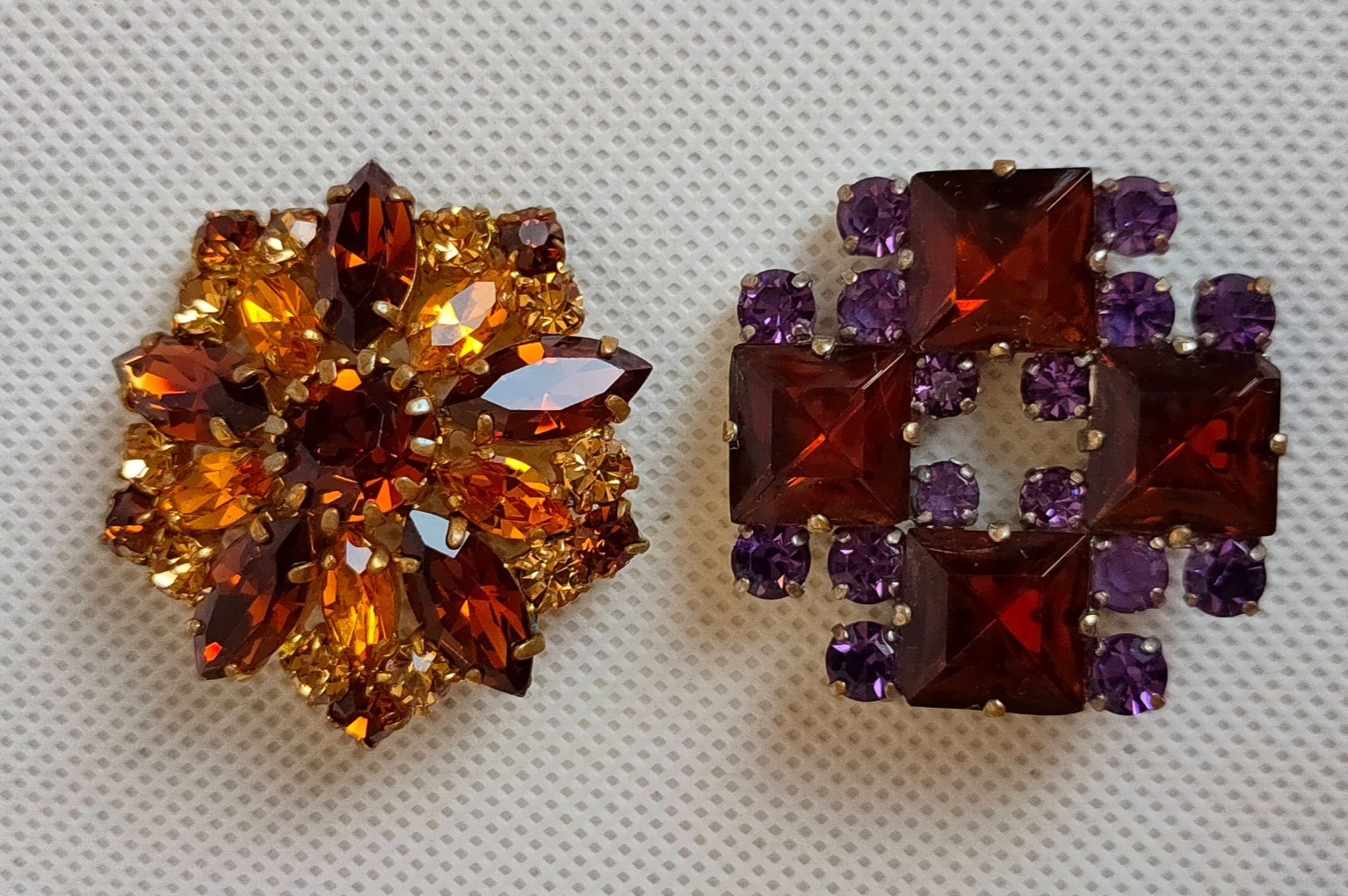 Vintage set of Soviet Czechoslovakian brooches with stones, 6 pcs. USSR.