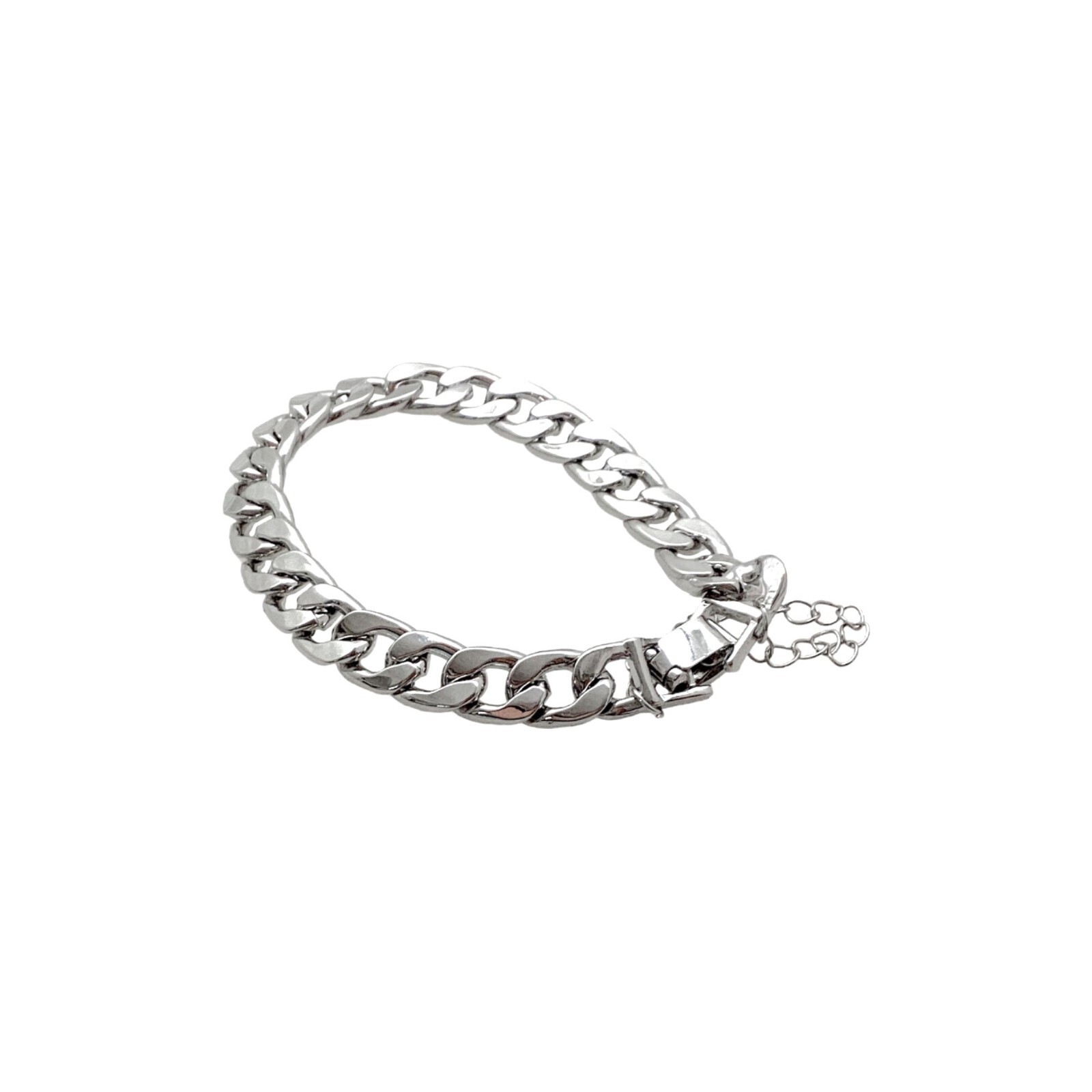 Cuban Miami Chain Bracelet S/M Silver Plated Business Casual Party Going Out