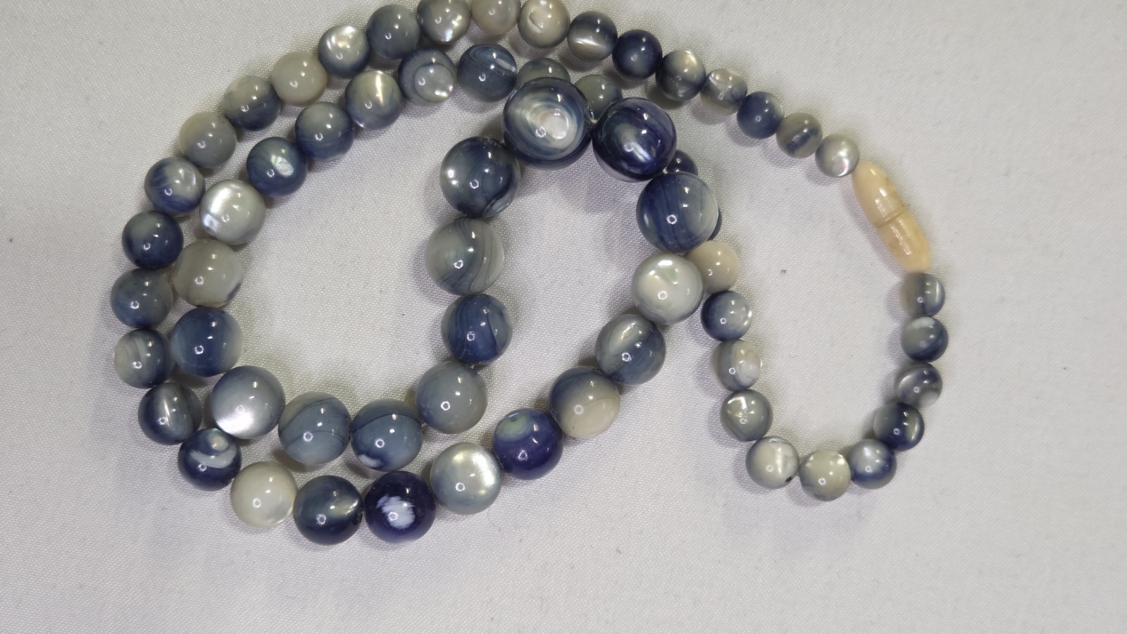 Vintage, Natural Lightening Ridge, Black Opal(?) Beaded 17″ Necklace (1012)