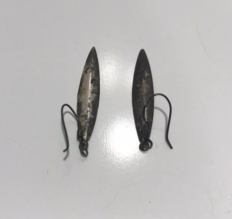 CW Vintage Sterling Silver Long Dangle Earrings 2.7 Grams