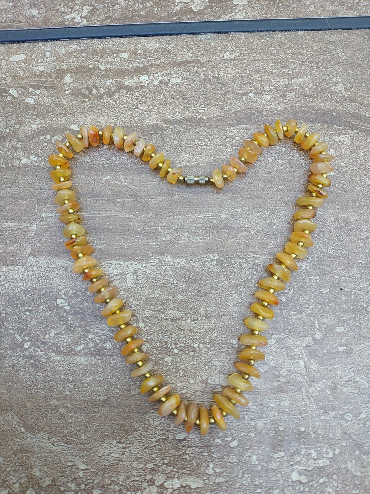 Baltic Amber Natural Honey Tones Necklace w/Gold Beads and Barrel Clasp 20″
