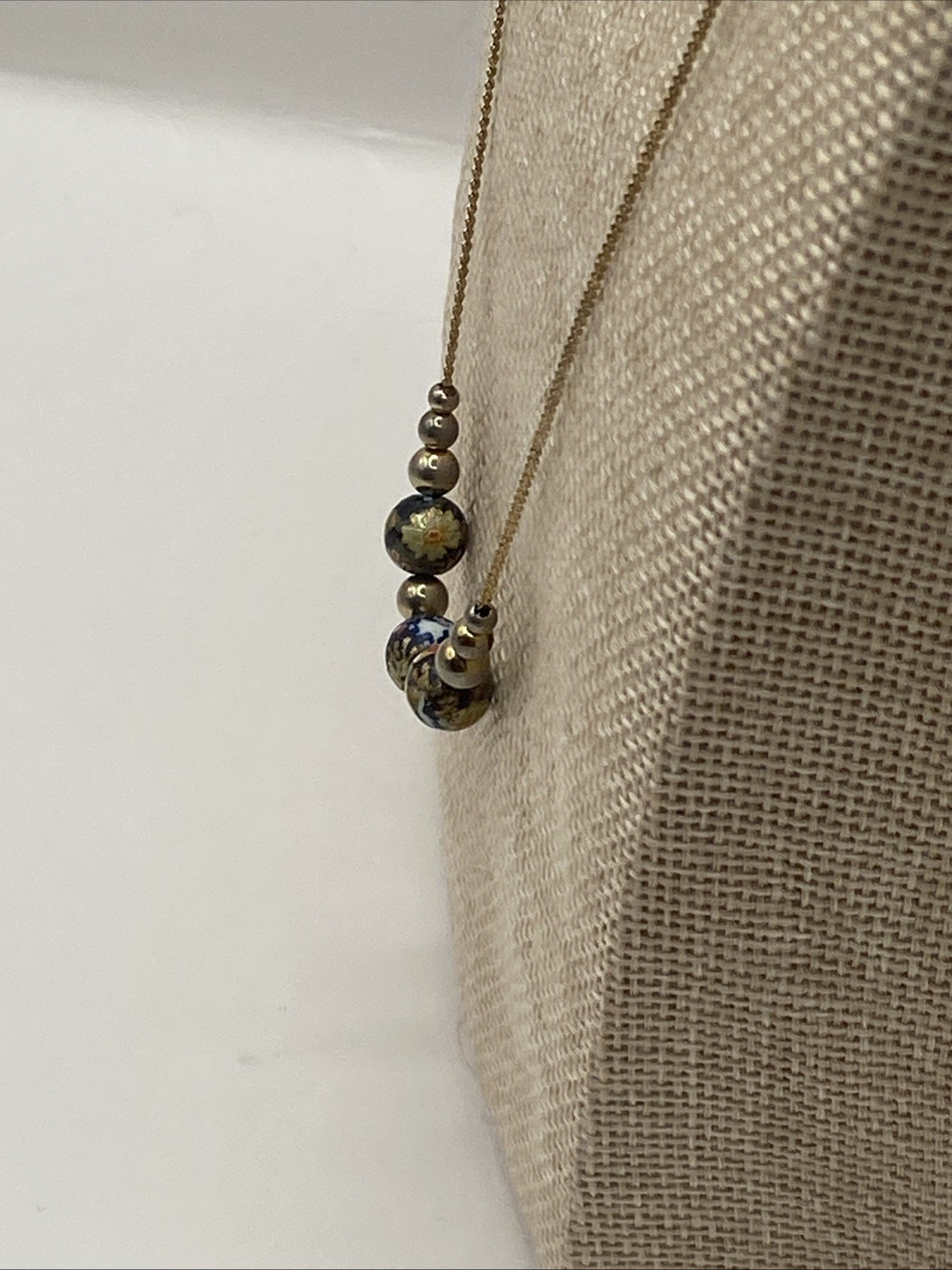 2.97 Vintage necklace, gold tone, chain, cloisonne charms