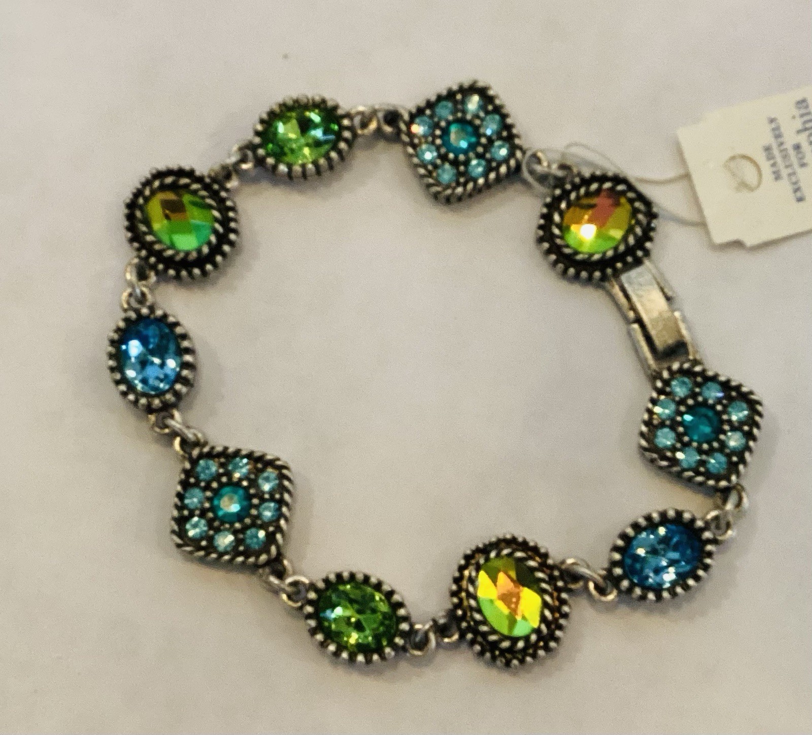 VINTAGE Lia Sophia Crystal Bracelet Carlisle-blue-green New In Box