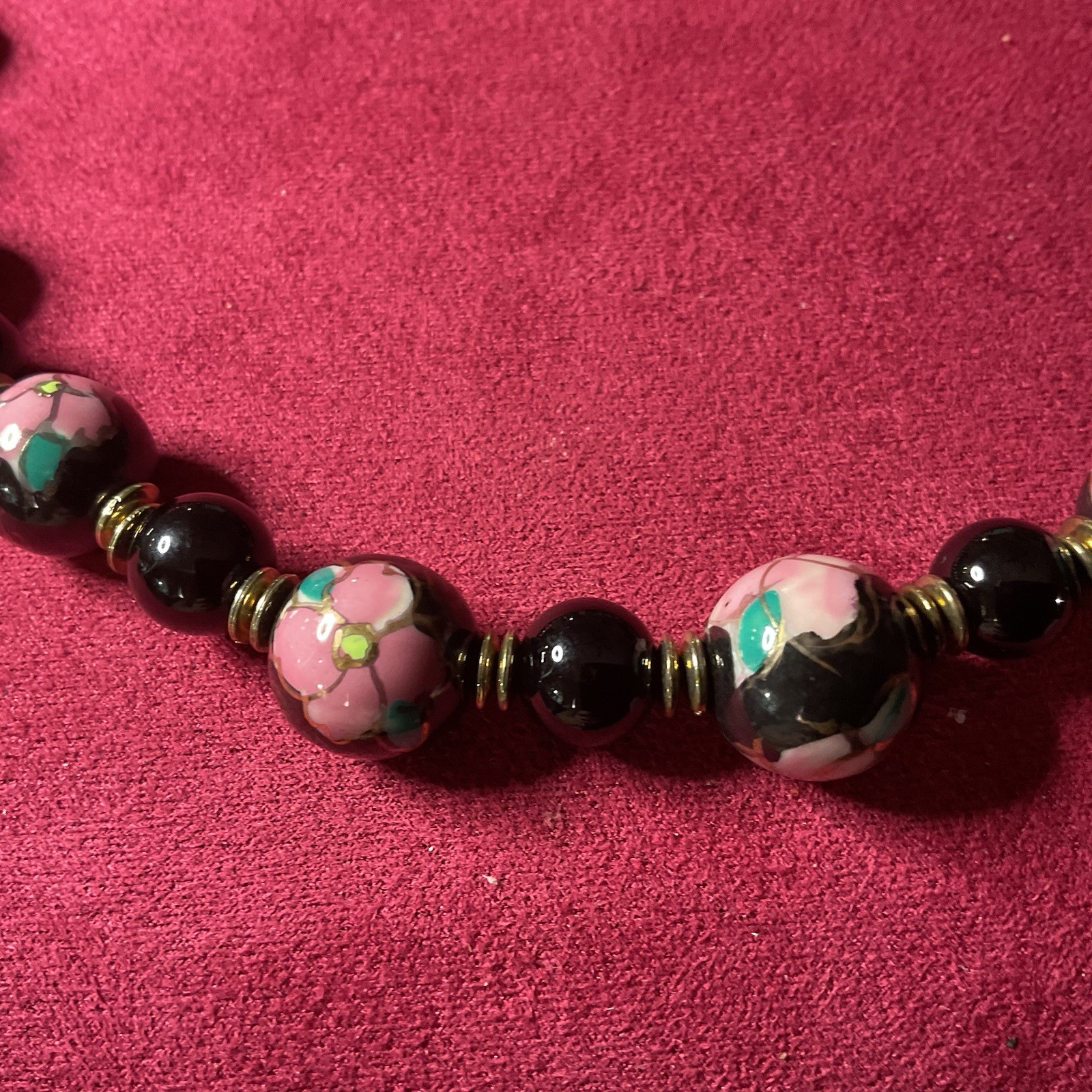 Set Cloisonné Beaded Necklace With Earrings Adjustable Lobster Claw Clasp
