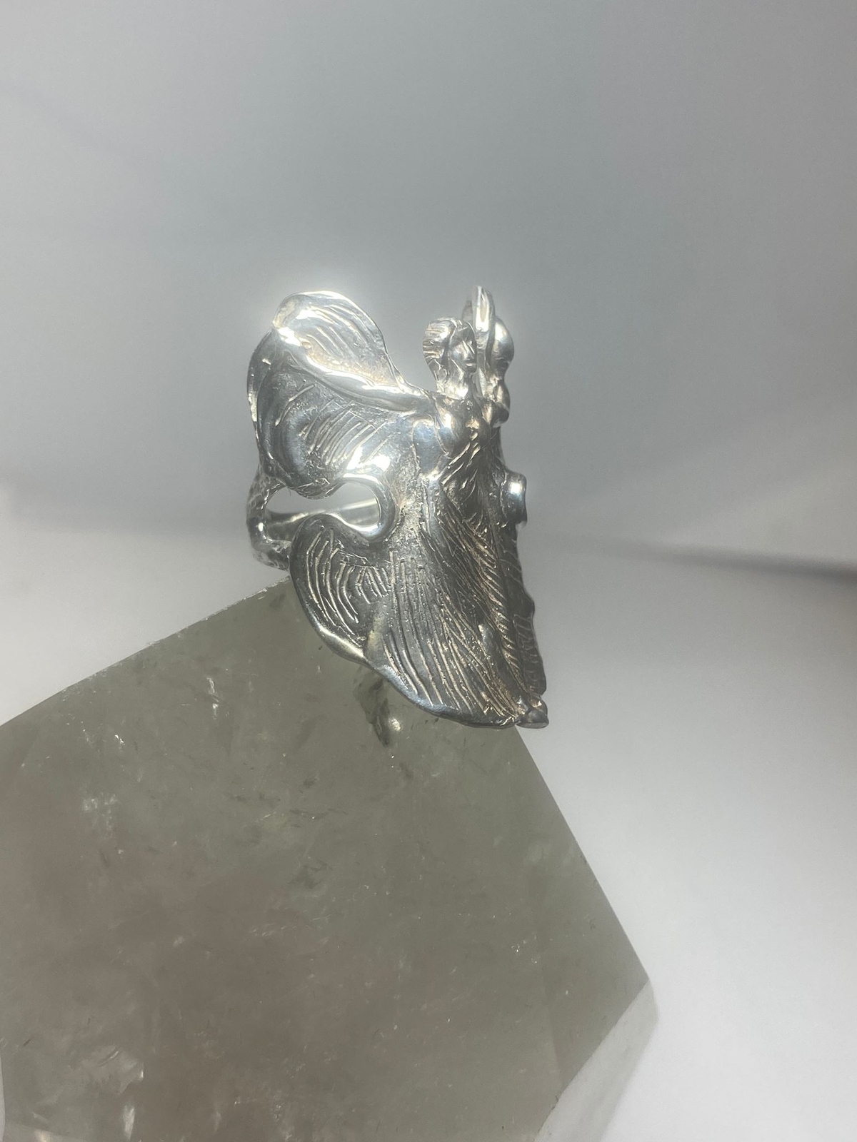 Wings Lady ring Art Deco influences band sterling silver women girls