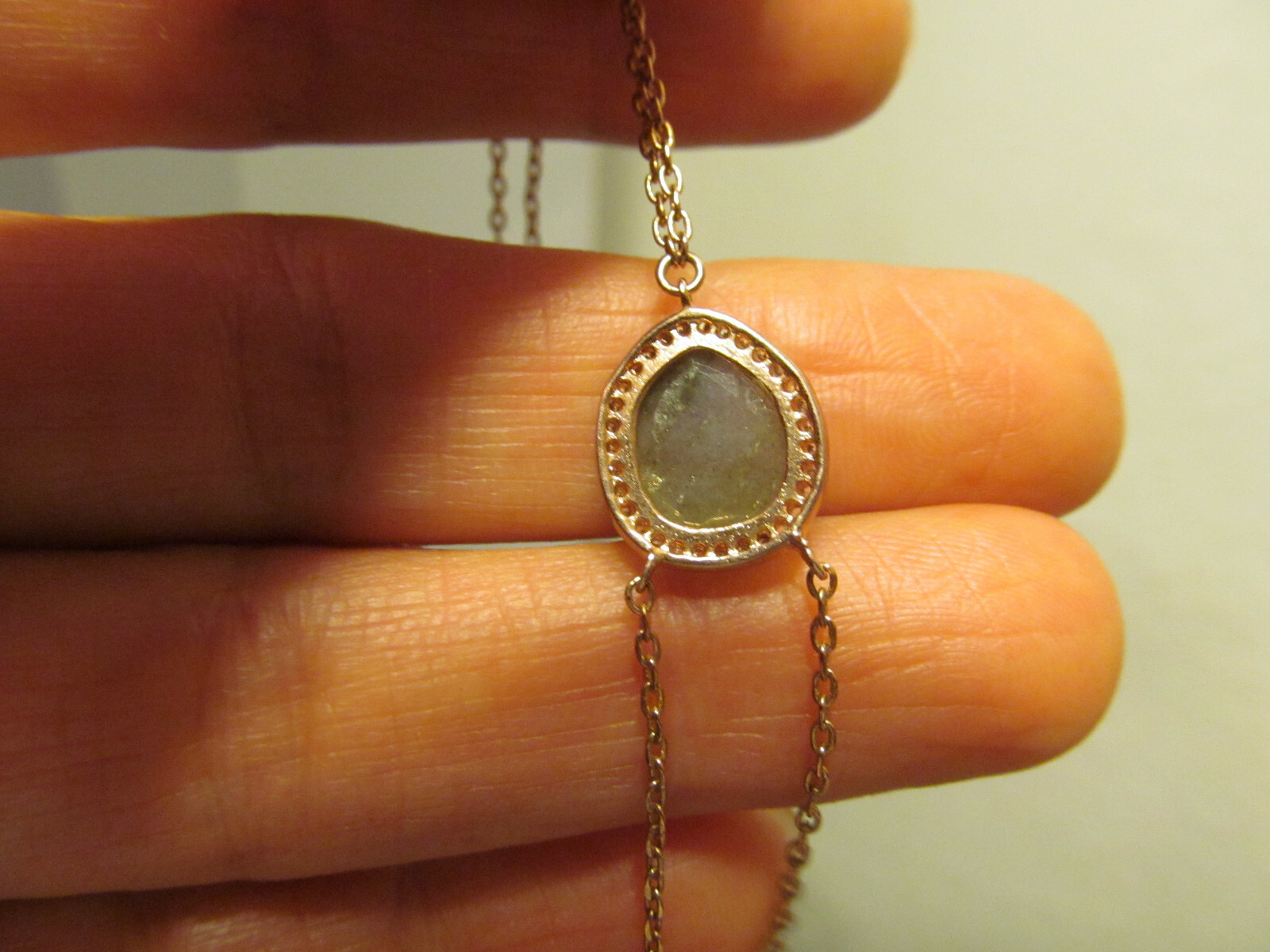 HENRI BENDEL Rose Gold tone Labradorite stone Finger Chain Bracelet