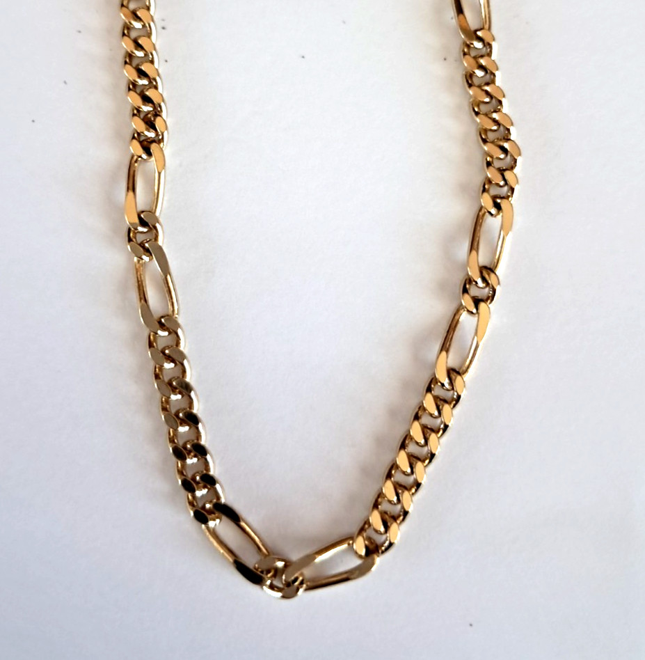 Vintage Mens Goldtone Figaro Bracelet 8 1/2″