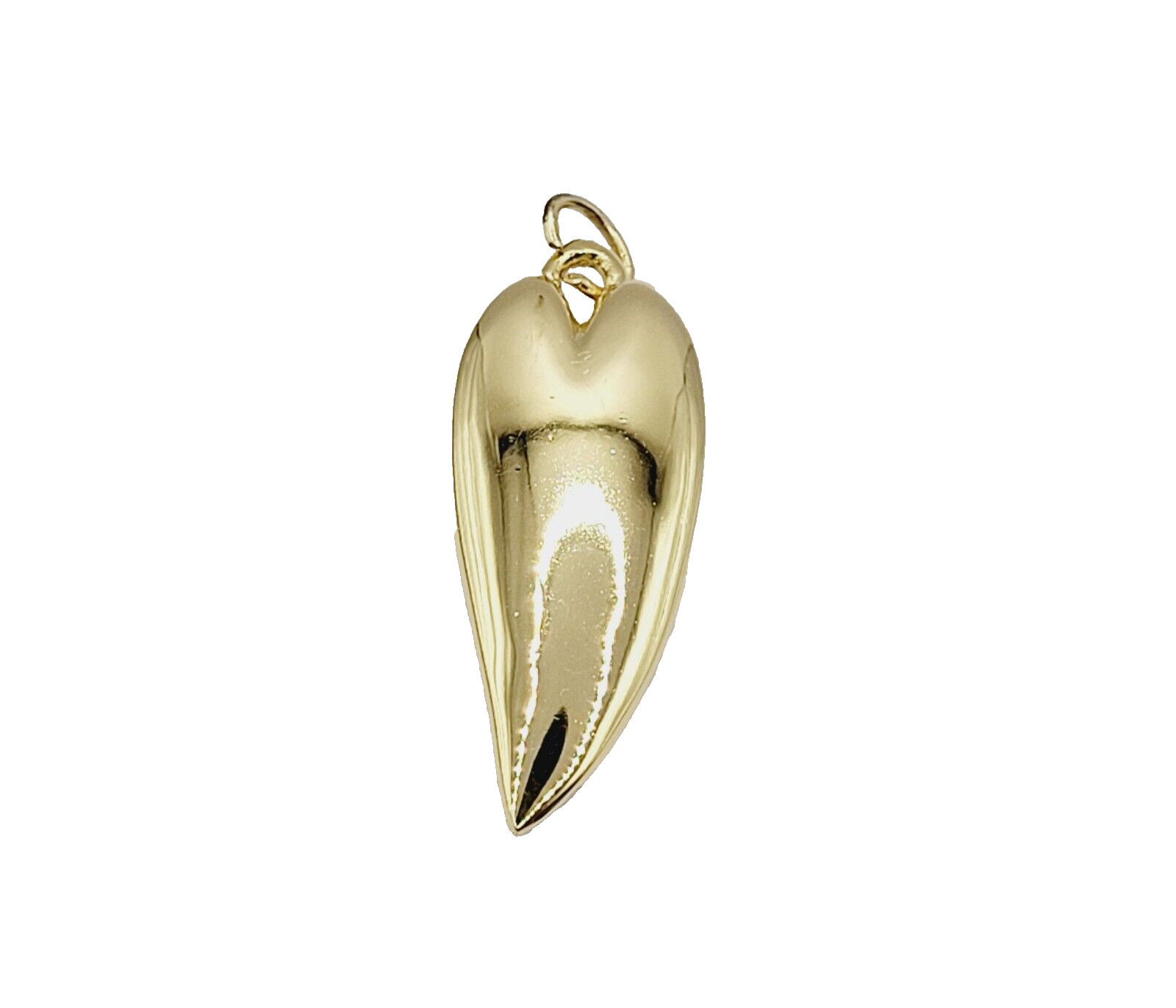 Modernist Heart Slim Curved Elongated Shape Light Puff Gold Tone Vintage Pendant