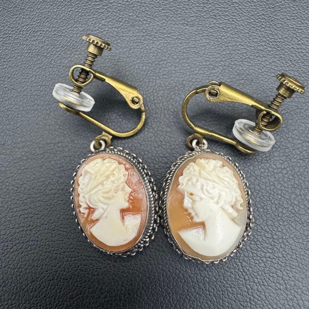 Shell Cameo Vintage Earrings, Pair (Men’s And Women’s), Different Designs On