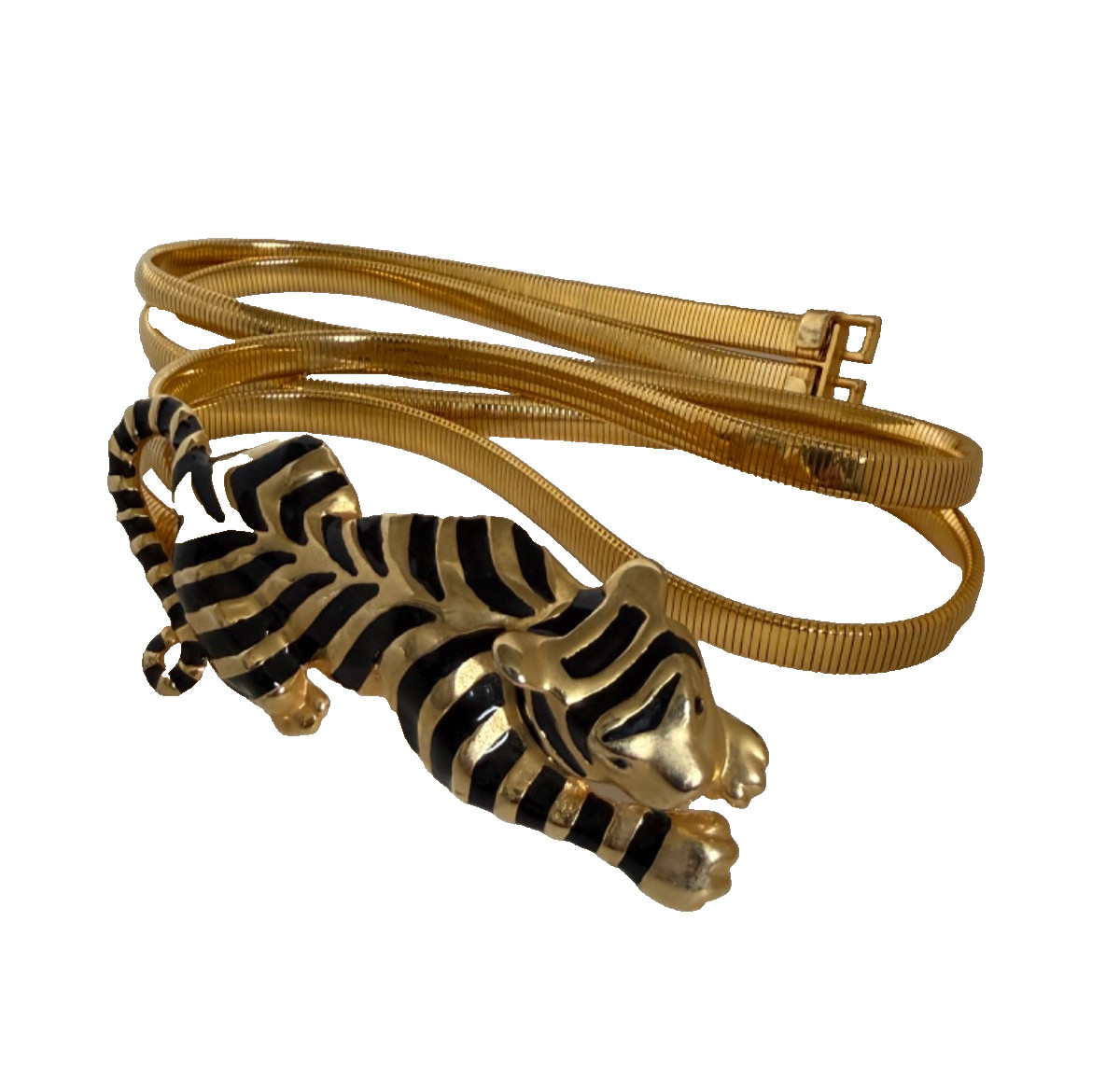 Fabulous vintage Designer Gay Boyer Gold tone Panther Buckle Signed RARE