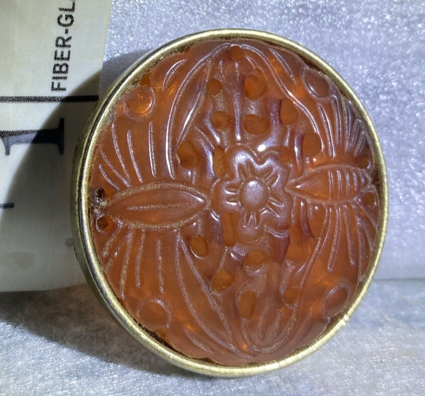 Beautiful Gold Tone Glass Cabi Pine Brooch (only) Great Shape