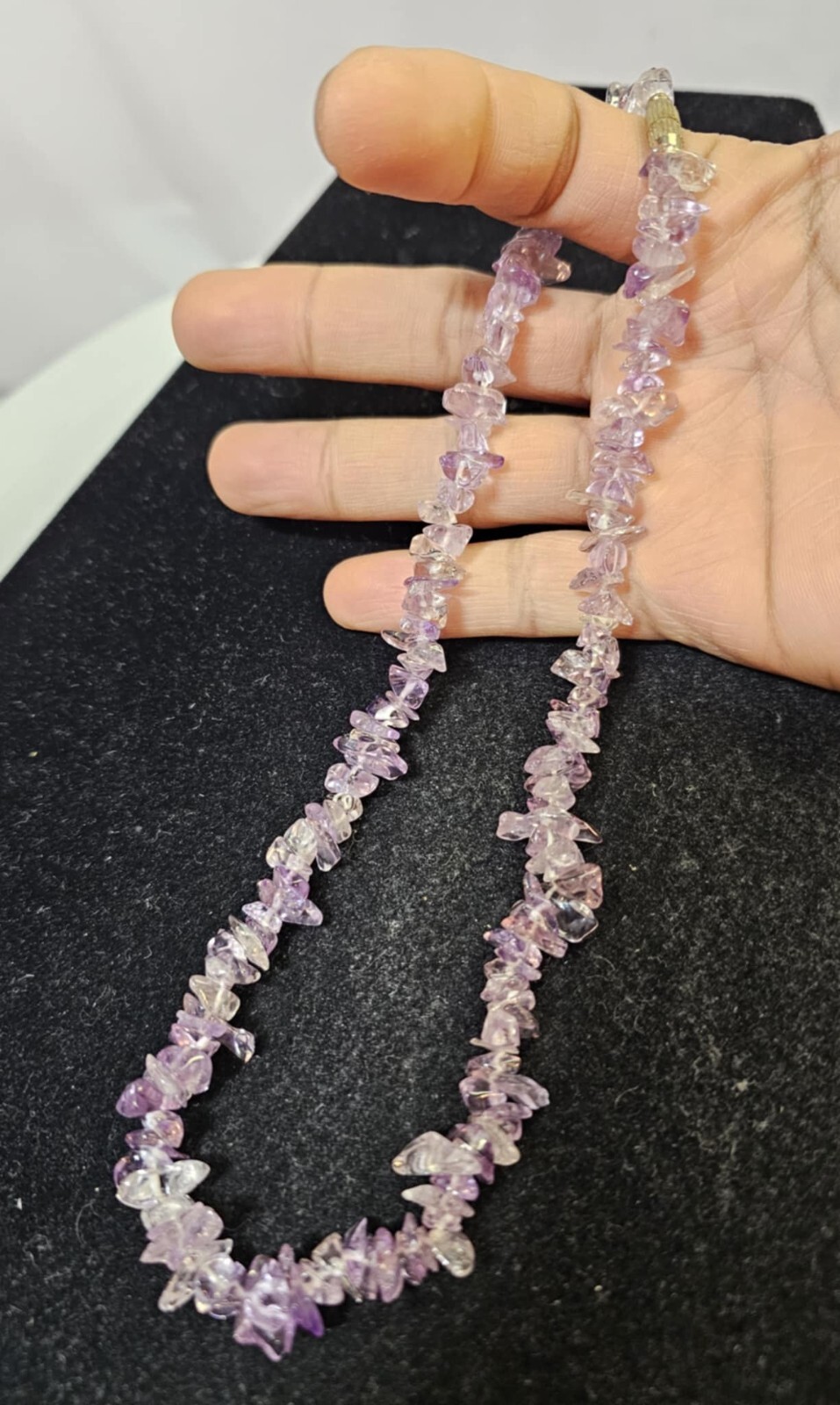 vtg Choker Necklace Amethyst Nugget 16.5in- S88