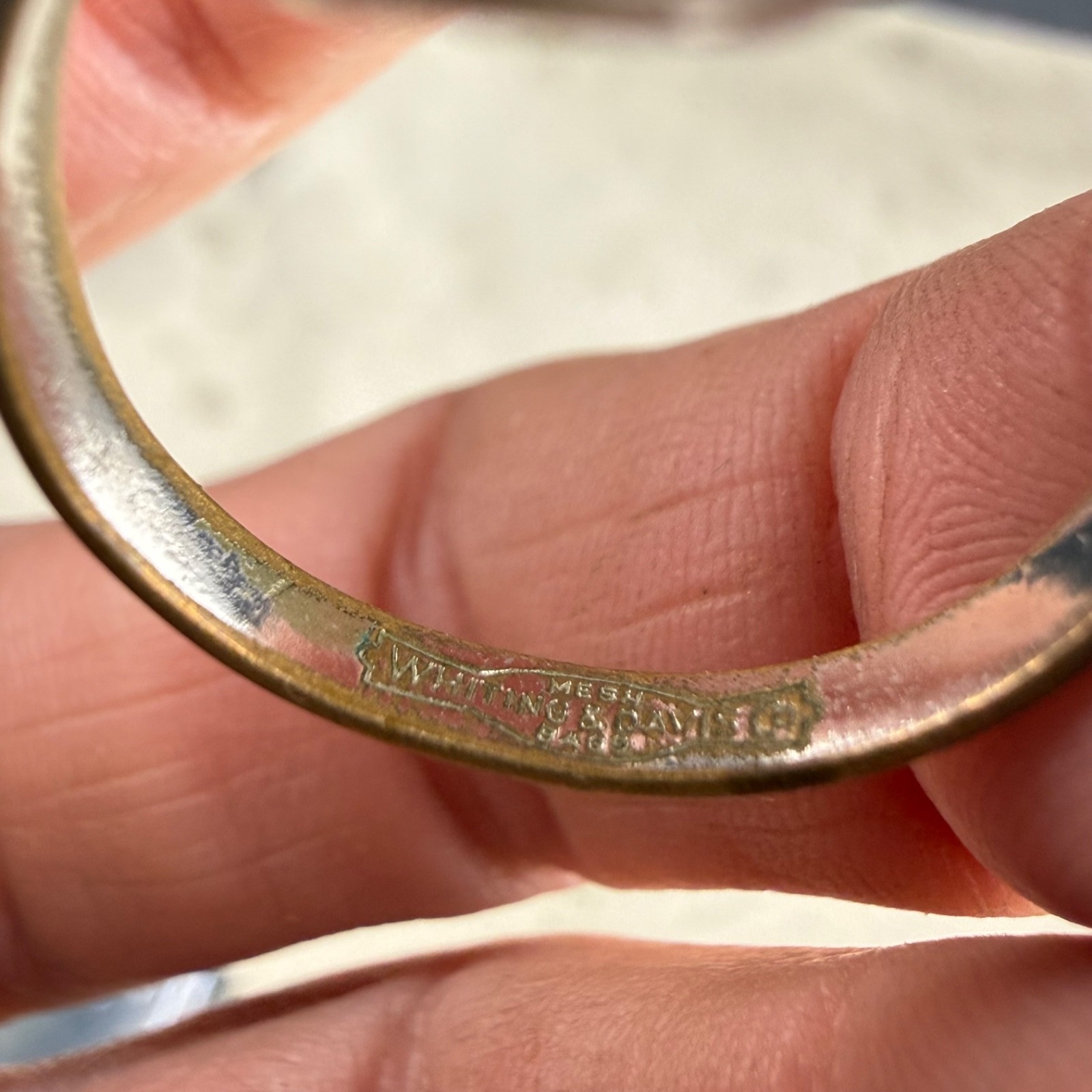 Vintage Whiting & Davis Ring Silver Tone Adjustable Size 6