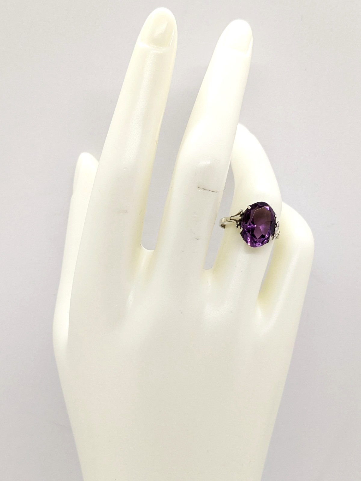 Vintage Soviet RING Silver⭐️875 Star stamp with Amethyst -size: 7US (17mm) | #73