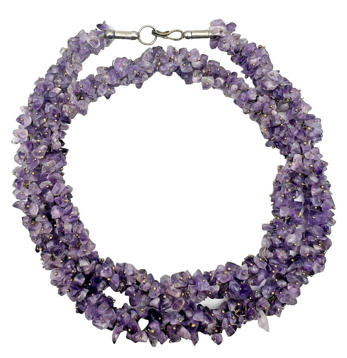 Vintage Genuine Amethyst Handmade Necklace Semi-Precious Chip Bead Purple 26”