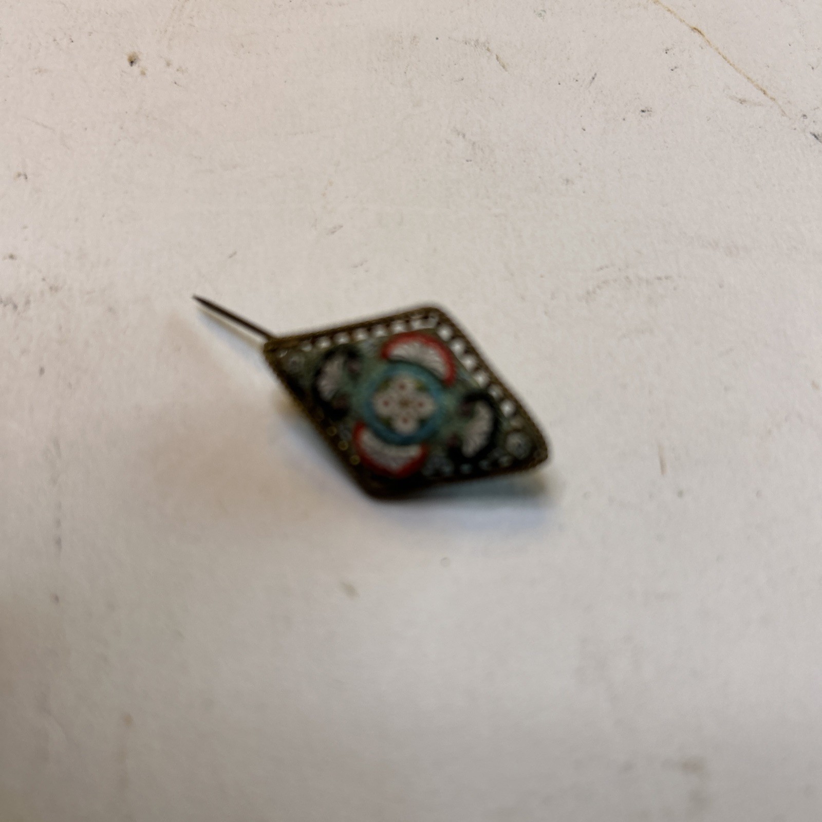 Vintage Italian Lozenge Shaped Micro Beaded Brooch
